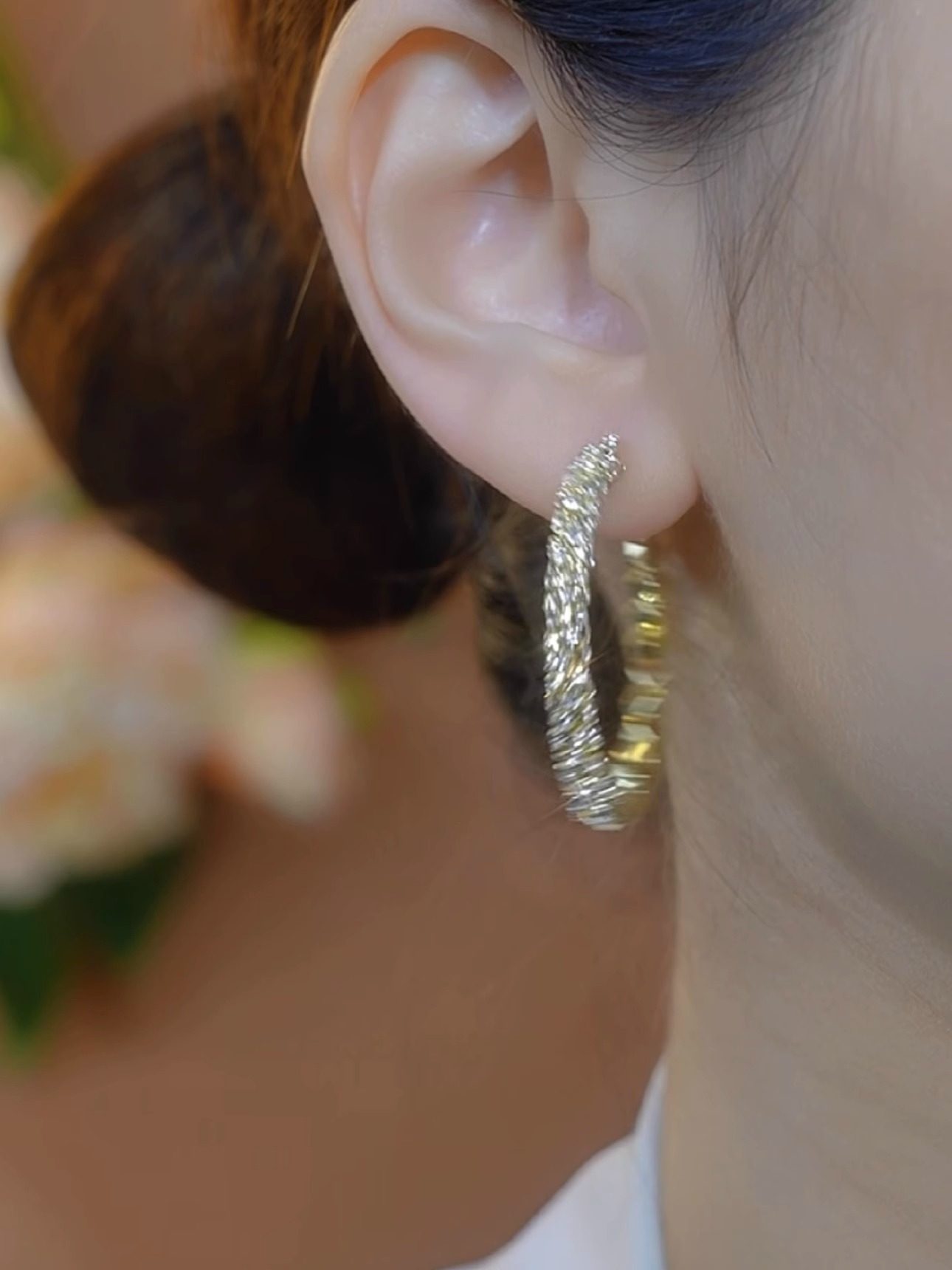 Diamond-encrusted Sterling Silver Hoop Earrings With a Stylish Design for Women