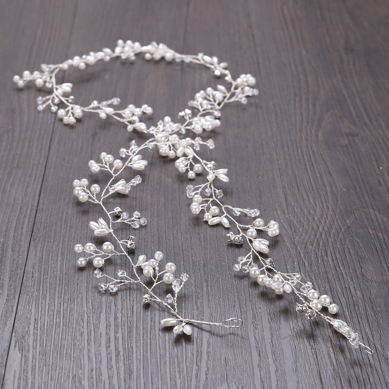 Braut handgemachte geflochtene Perle Haarband Kopfschmuck Hochzeit Kleid Zubehör Brautschmuck