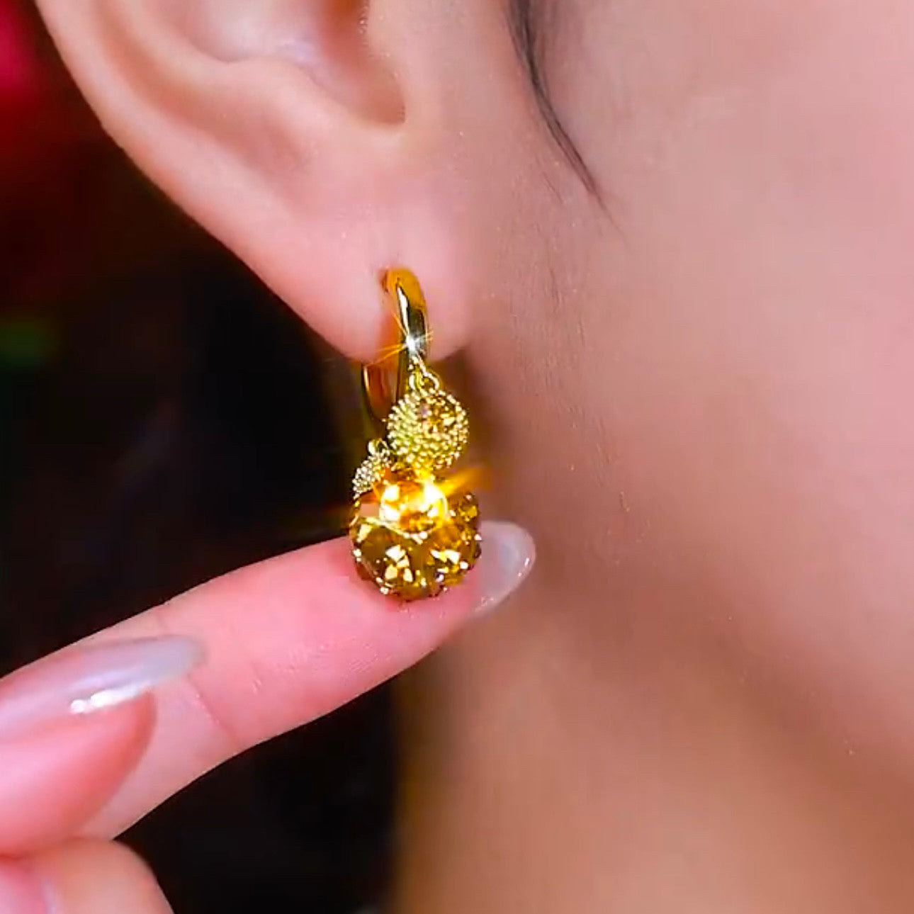 Luxury Crystal Durian Stud Earrings | Elegant Hong Kong Style Statement Jewelry