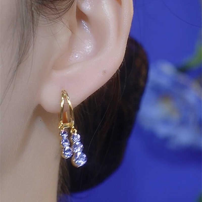 Simple Purple Rhinestone Tassel Earrings Female Designer Accessories