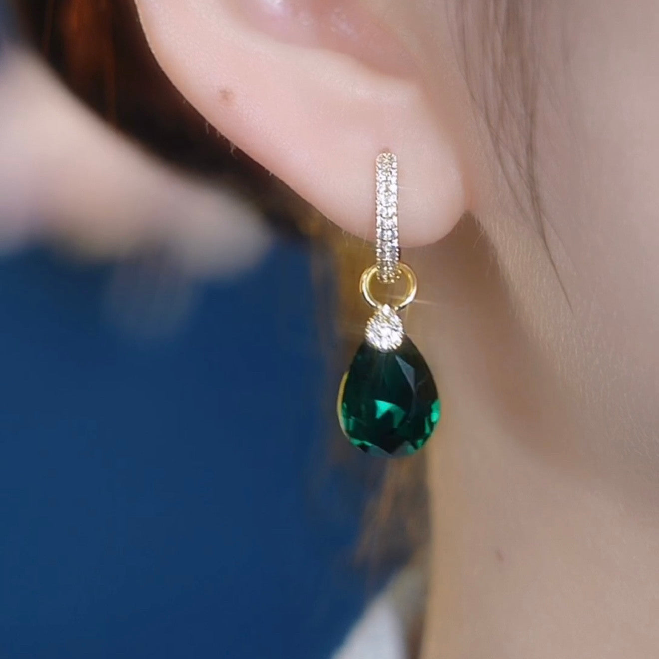 Green Zircon Teardrop Drop Earrings – Elegant Luxury Statement Jewelry for Women