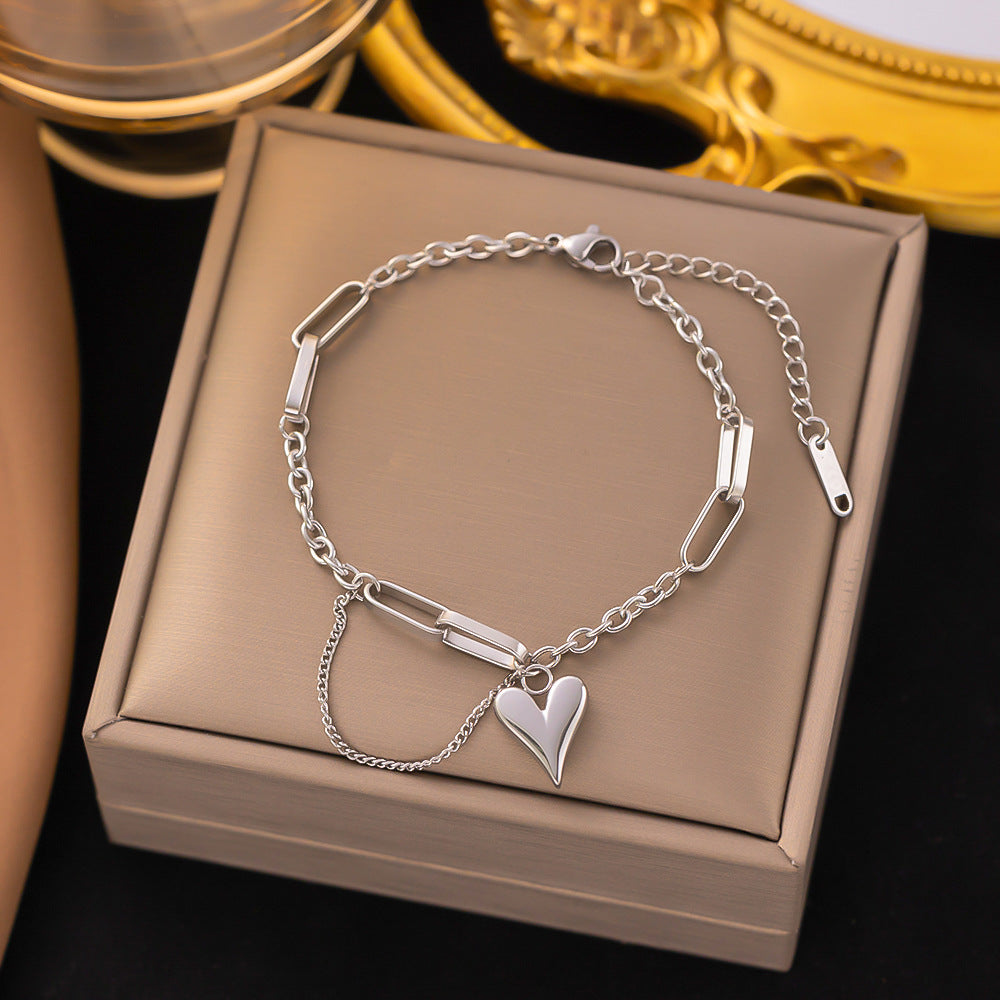 Pulsera de mujer con forma de corazón, elegante y sencilla