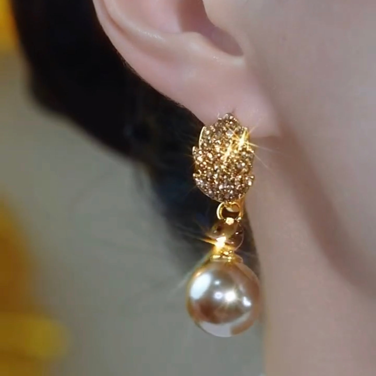 Diamond Leaf Pearl Earrings Elegant Accessories For Women