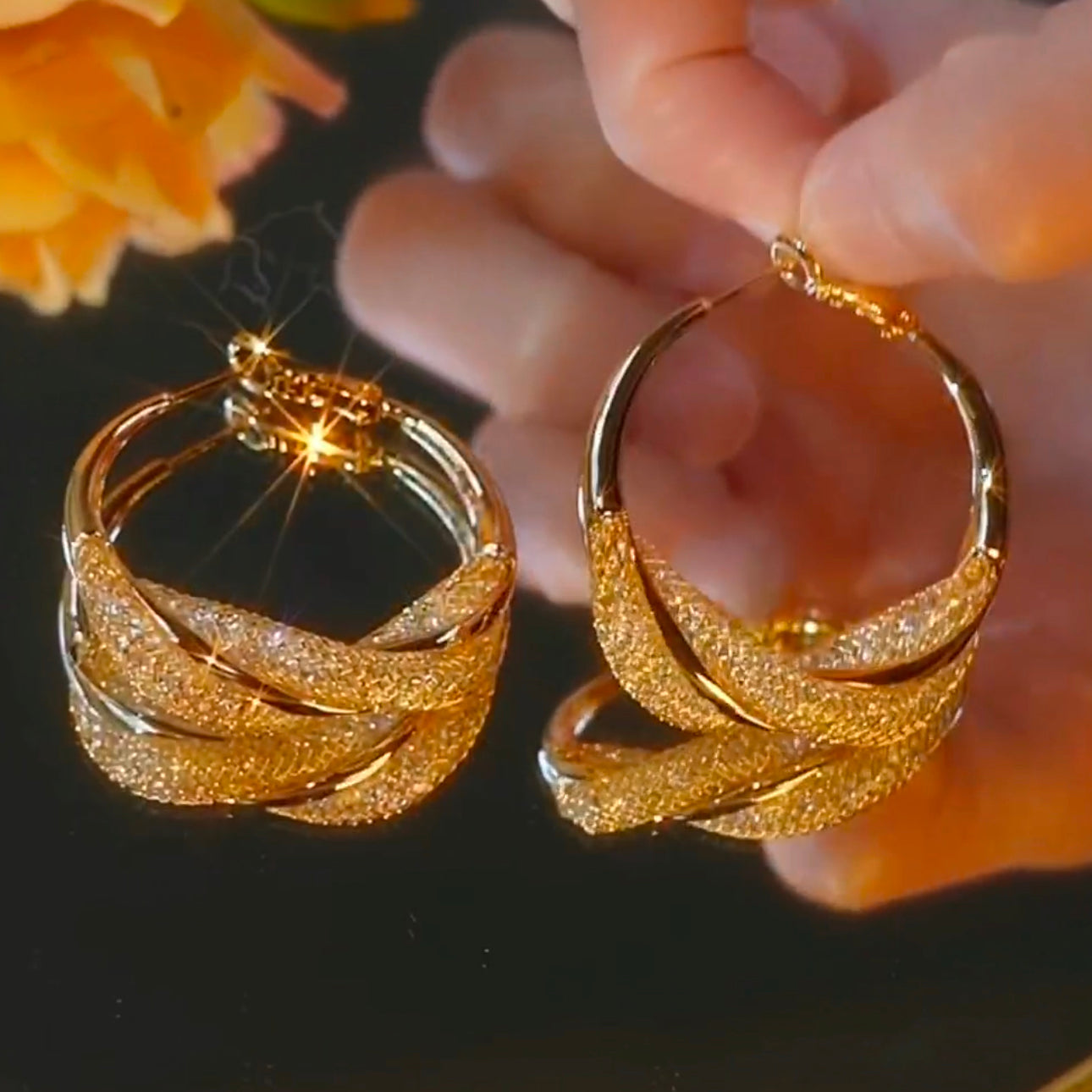 Fashionable And Elegant Golden Hollow Earrings For Women