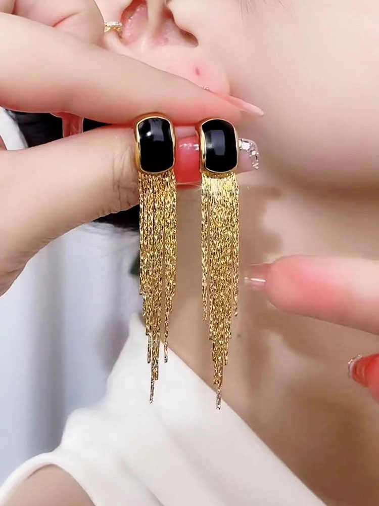 New S925 Sterling Silver Long Tassel Earrings for Women | Luxury Statement Dangle Earrings