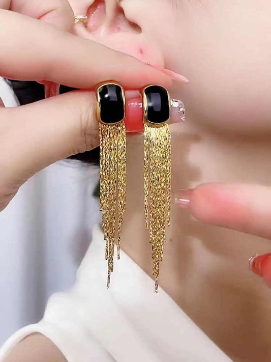 New S925 Sterling Silver Long Tassel Earrings for Women | Luxury Statement Dangle Earrings