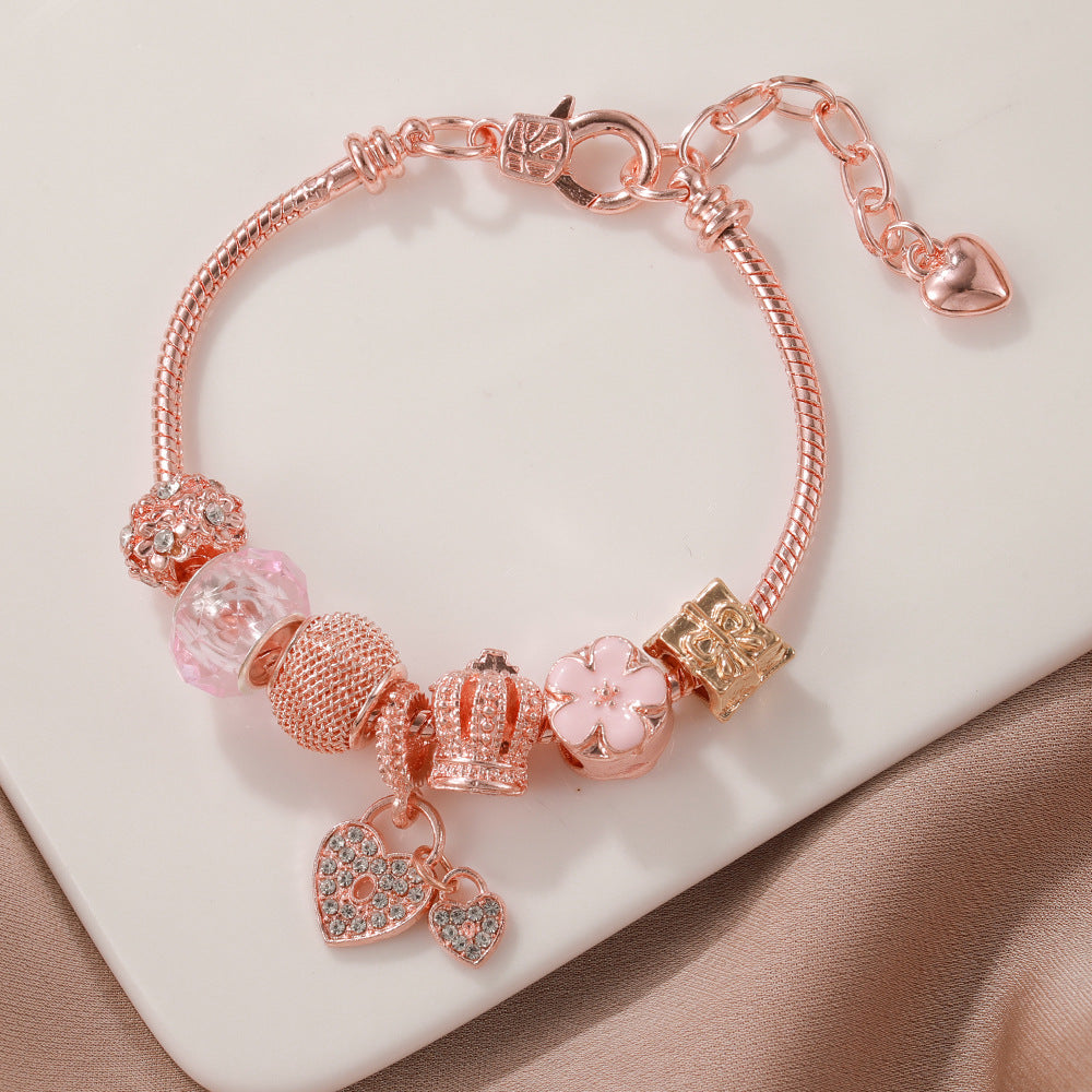 DIY Rosa Kleine Frische Blume Herz Abnehmbare Armband Für Frauen