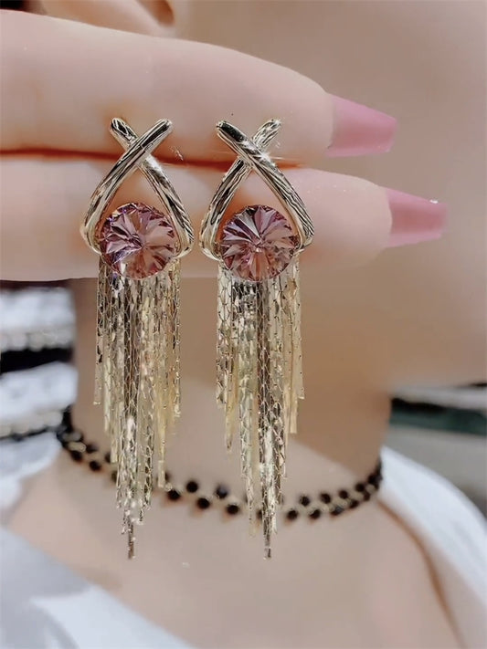 Sterling Silver Needle Personality Tassel Earrings