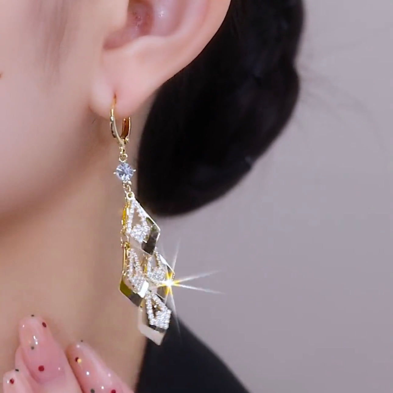 Diamant-Ohrringe, einzigartiges Design, lange Blatt-Ohrringe für Damen