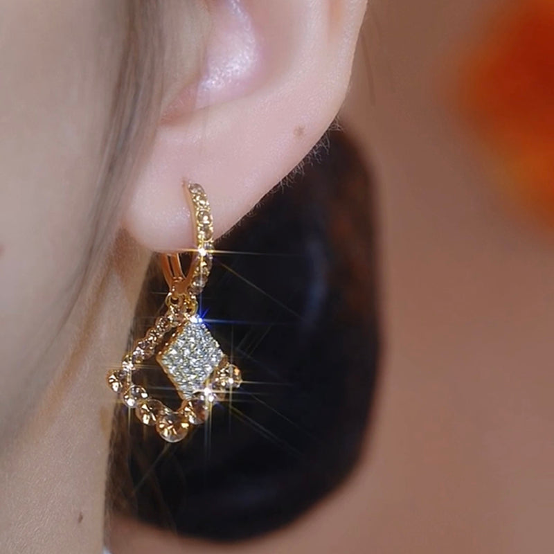 New Light Luxury Full Diamond Geometric Earrings For Women