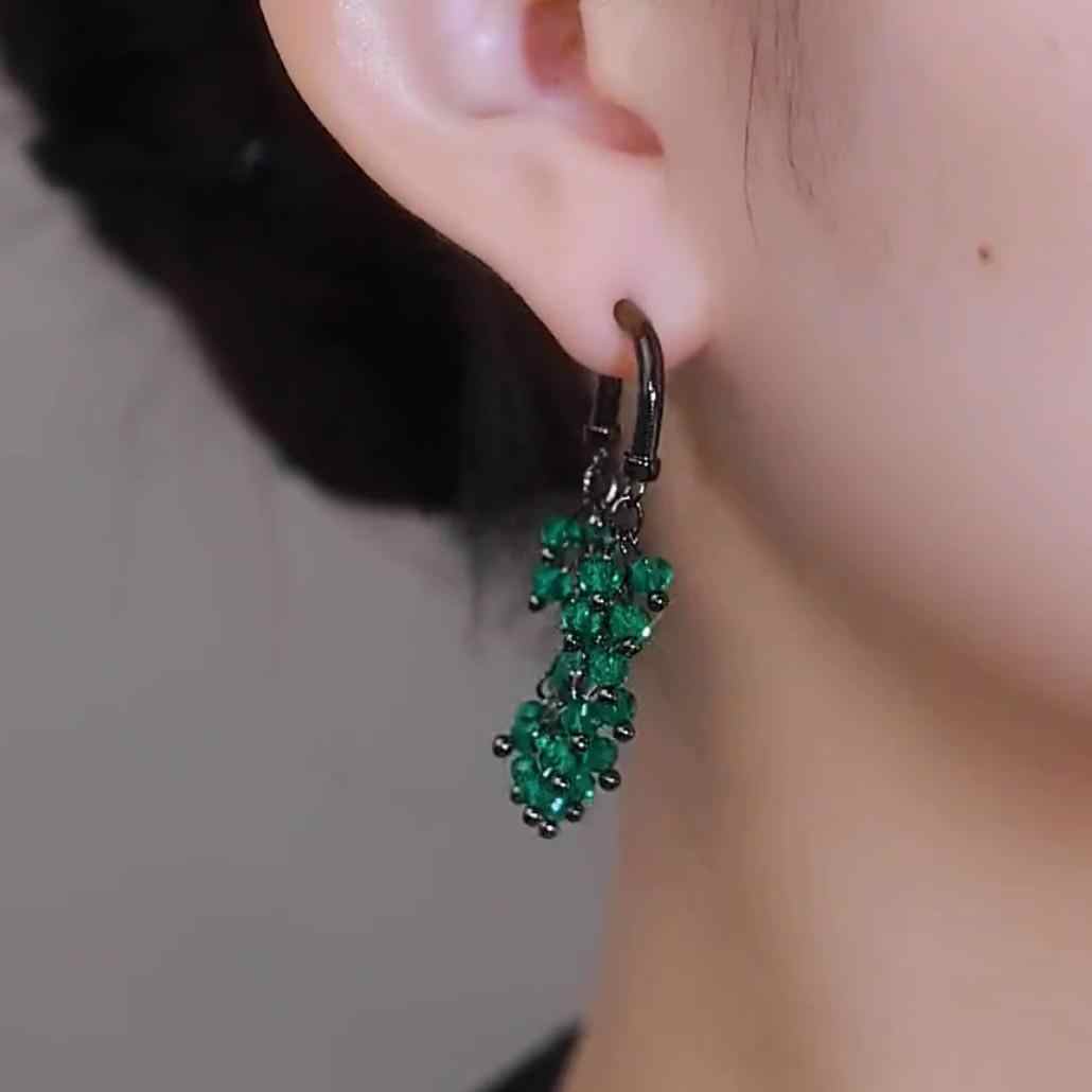 Stylish Green Tassel Long Earrings Trendy Accessories