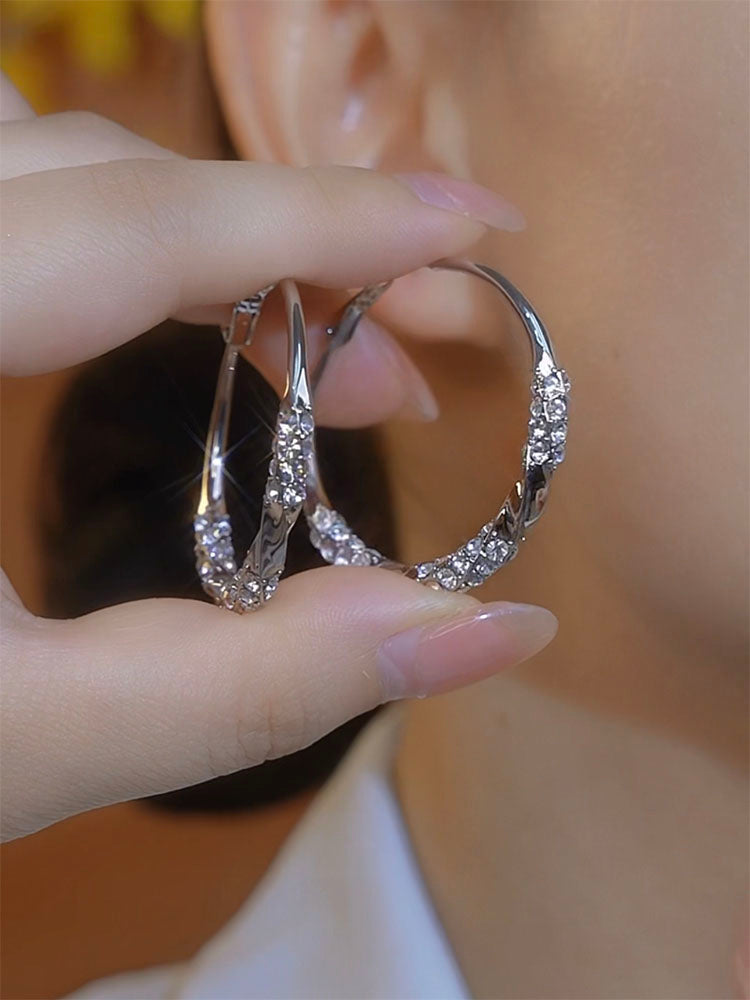 Women's Diamond Earrings Light Luxury High-end Hoop Earrings