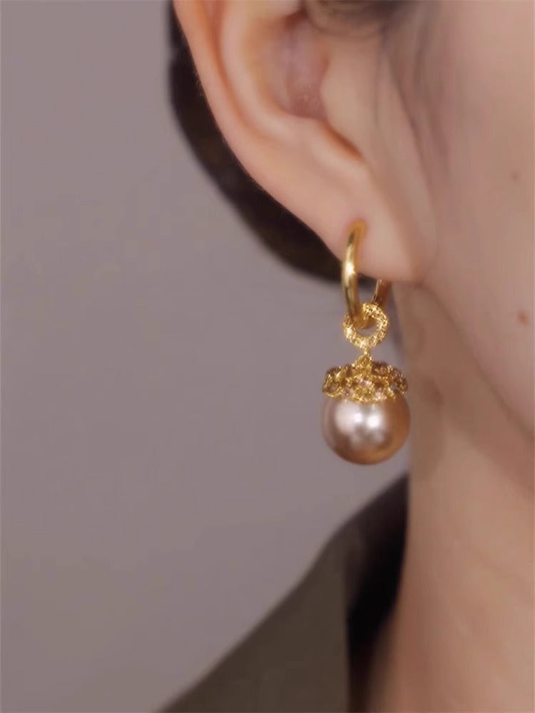 Champagne Elegant Pearl Earrings for Women