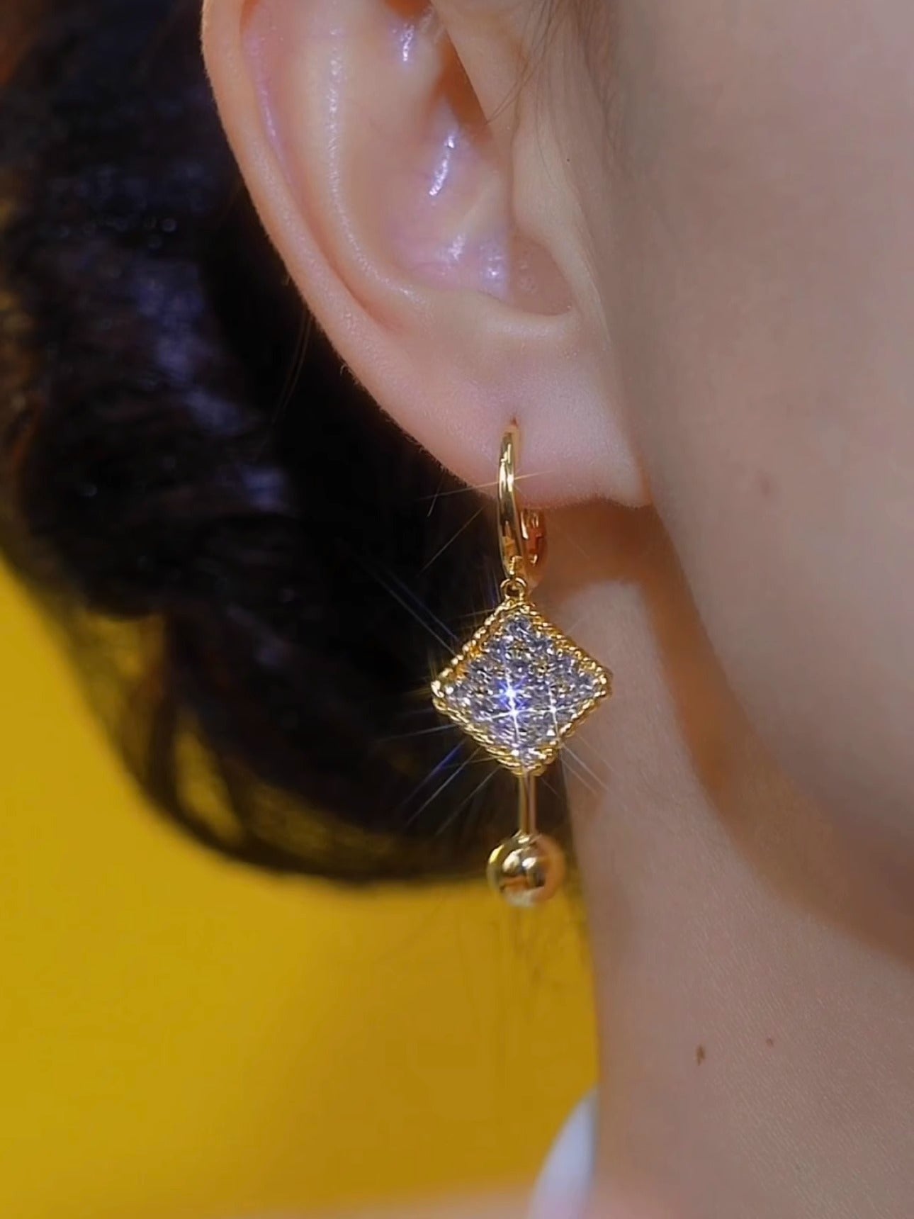 Square Zircon Tassel Earrings Women'S Accessories