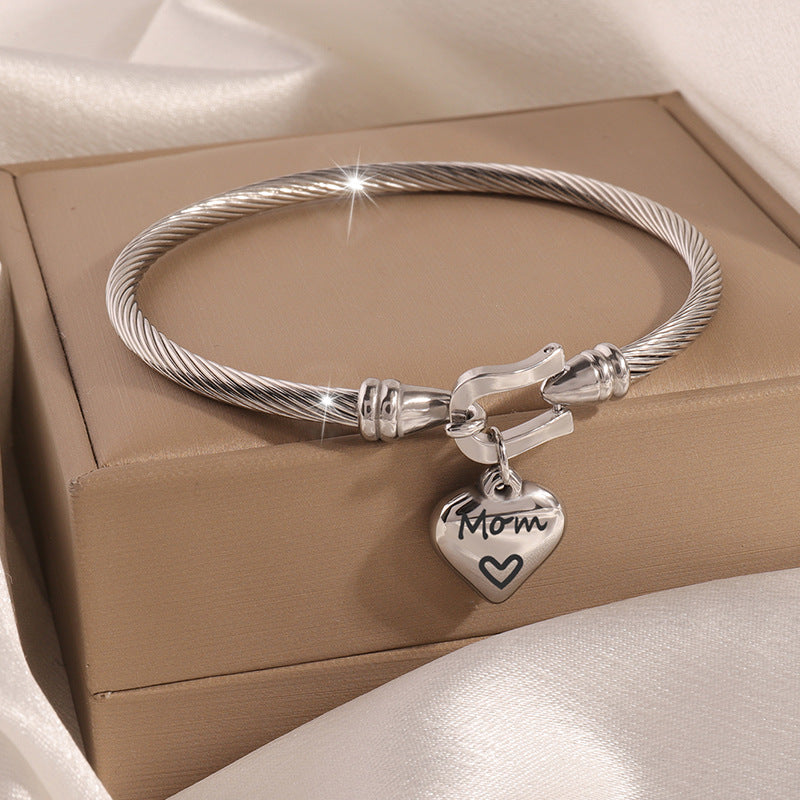 Pulsera con la palabra "amor" de mamá, accesorios exquisitos que no se decoloran para mujer