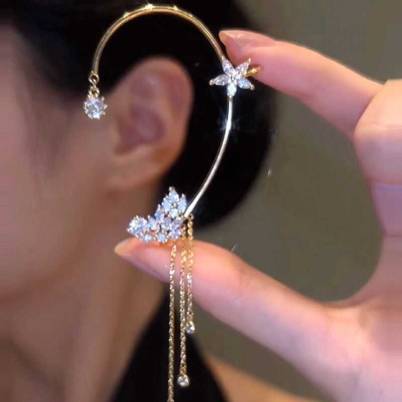 Moonlit Galaxy Long Draped Earrings for Women Without Pierced Ears