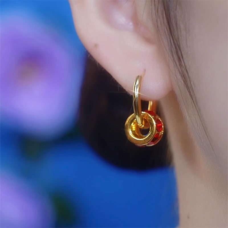 Micro-Painted Red Small Waist Earrings For Women