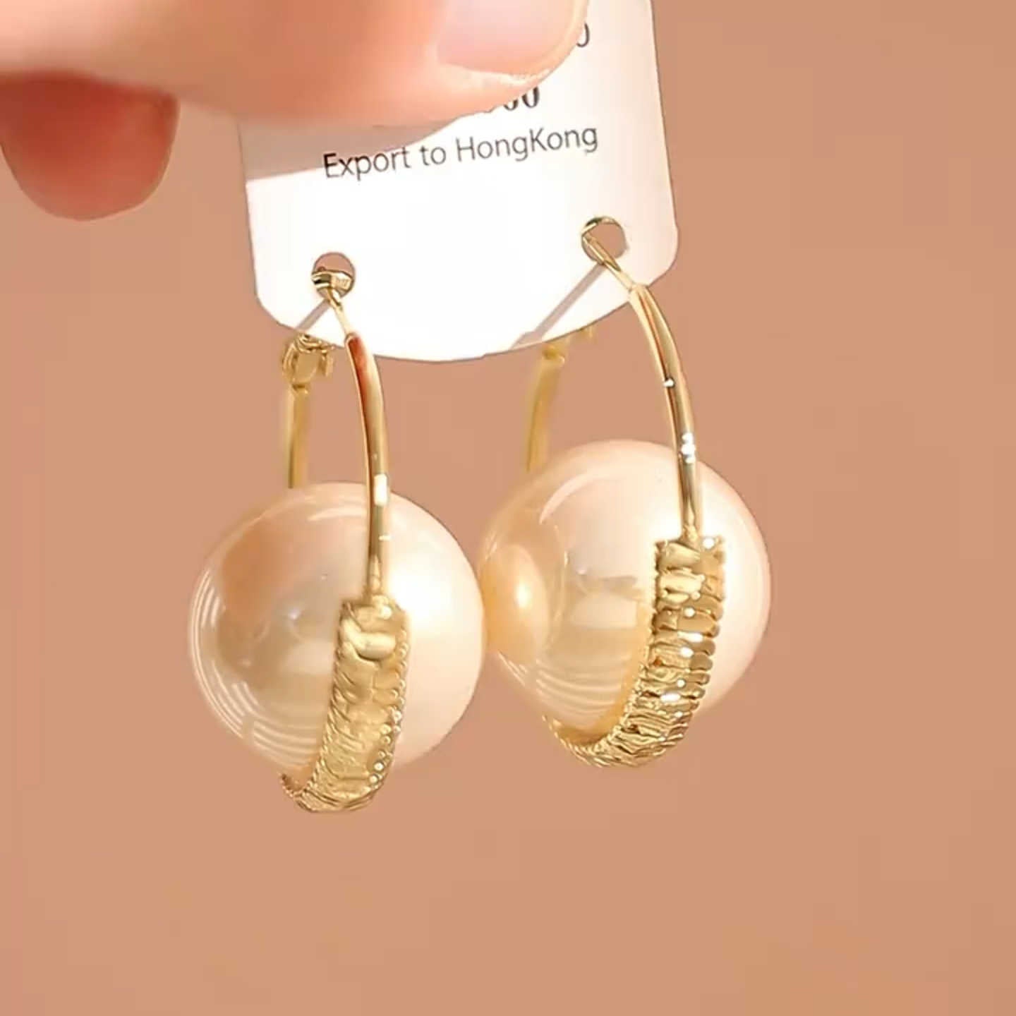 New Large Pearl Gold Hoop Earrings — Women's Light Luxury Accessory