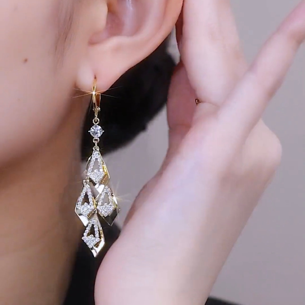 Diamant-Ohrringe, einzigartiges Design, lange Blatt-Ohrringe für Damen