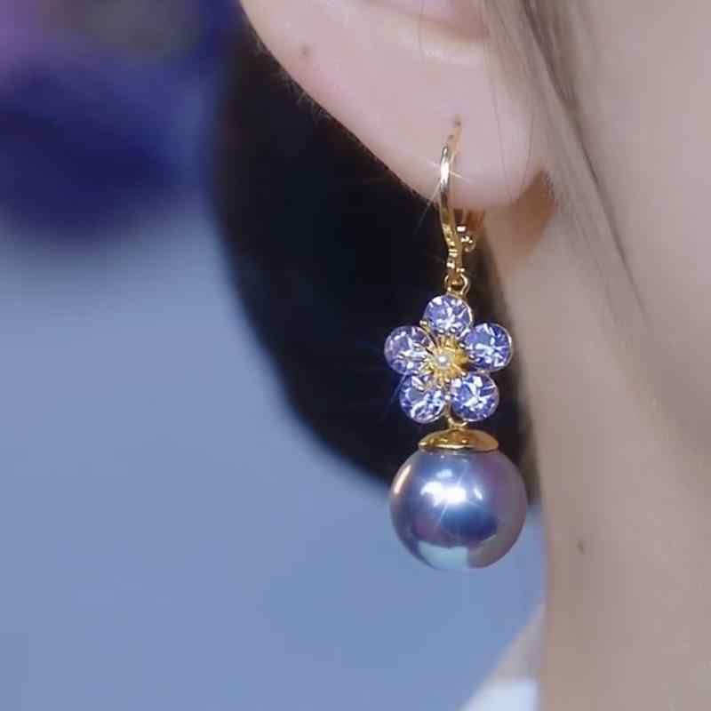 New Exquisite Design Purple Flower Bead Earrings