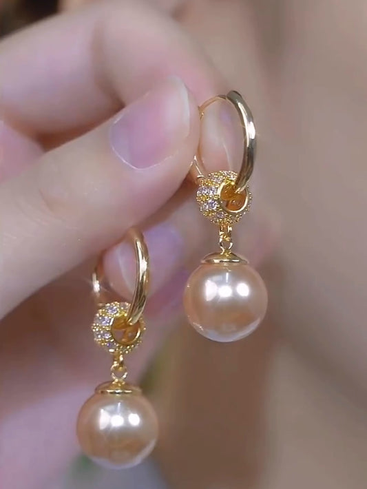 Elegant And Versatile Champagne Color Pearl Earrings Women'S Accessories