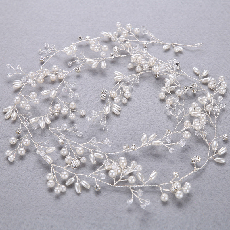 Braut handgemachte geflochtene Perle Haarband Kopfschmuck Hochzeit Kleid Zubehör Brautschmuck
