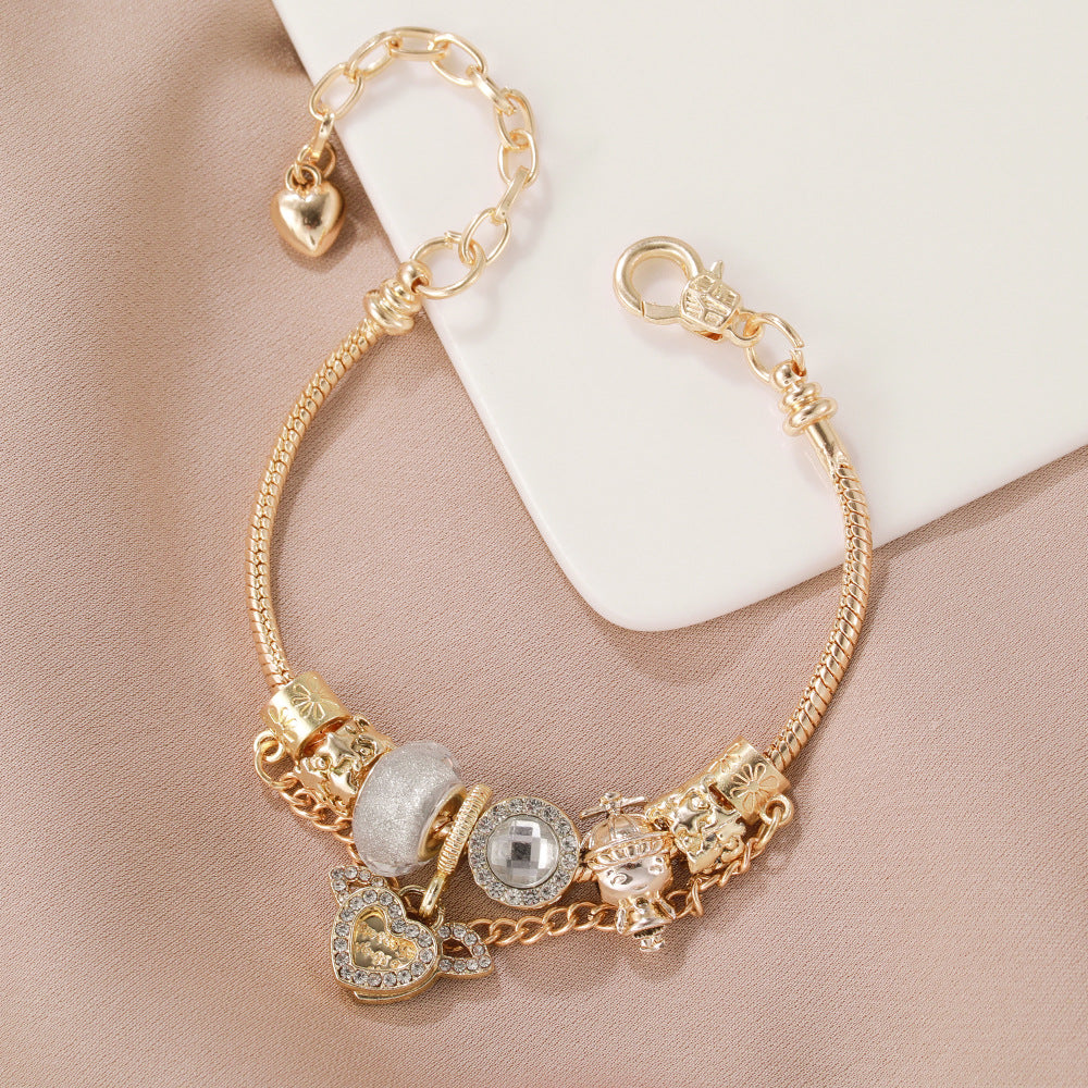 Angel Wing Bracelet DIY Diamond Heart Cupid Pendant Jewelry