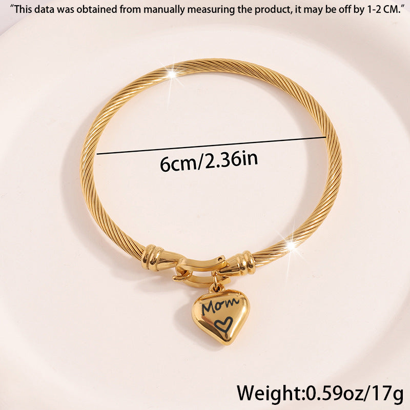 Pulsera con la palabra "amor" de mamá, accesorios exquisitos que no se decoloran para mujer