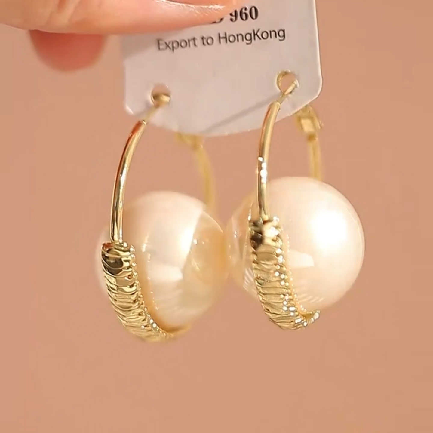 New Large Pearl Gold Hoop Earrings — Women's Light Luxury Accessory