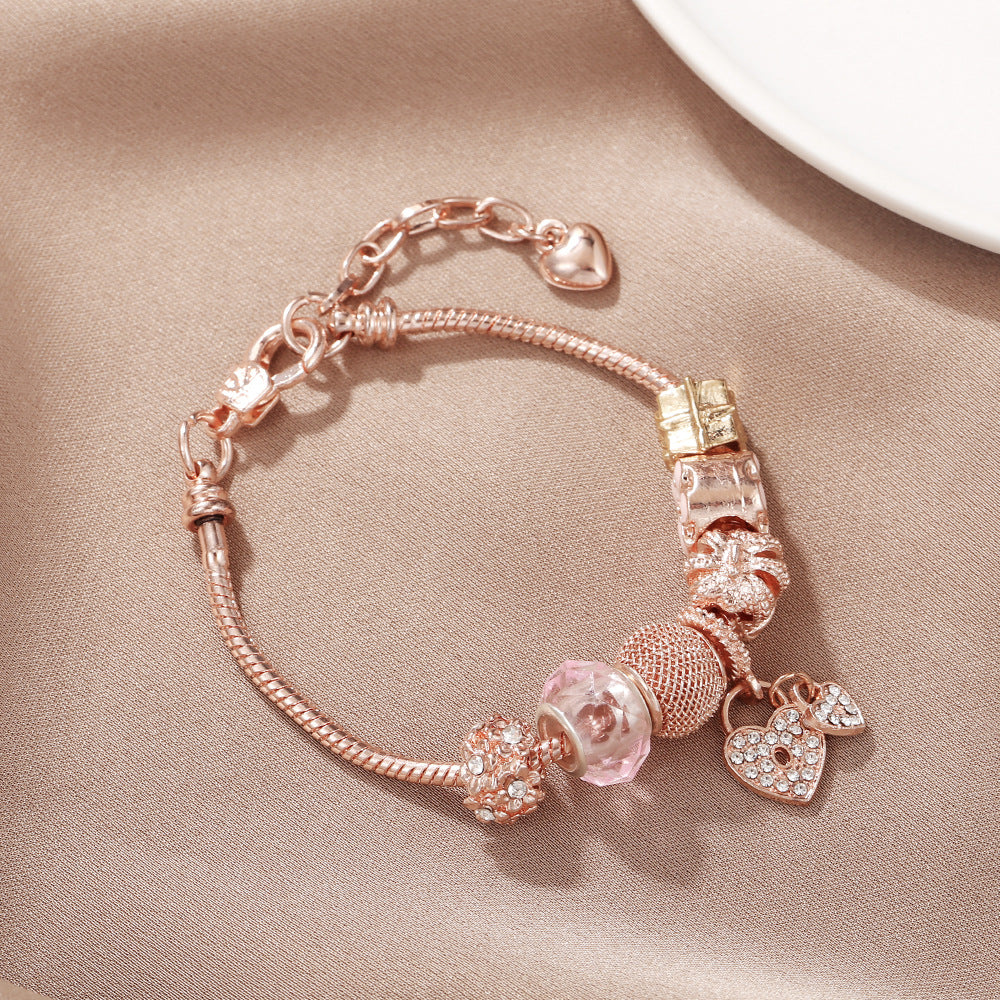 DIY Rosa Kleine Frische Blume Herz Abnehmbare Armband Für Frauen