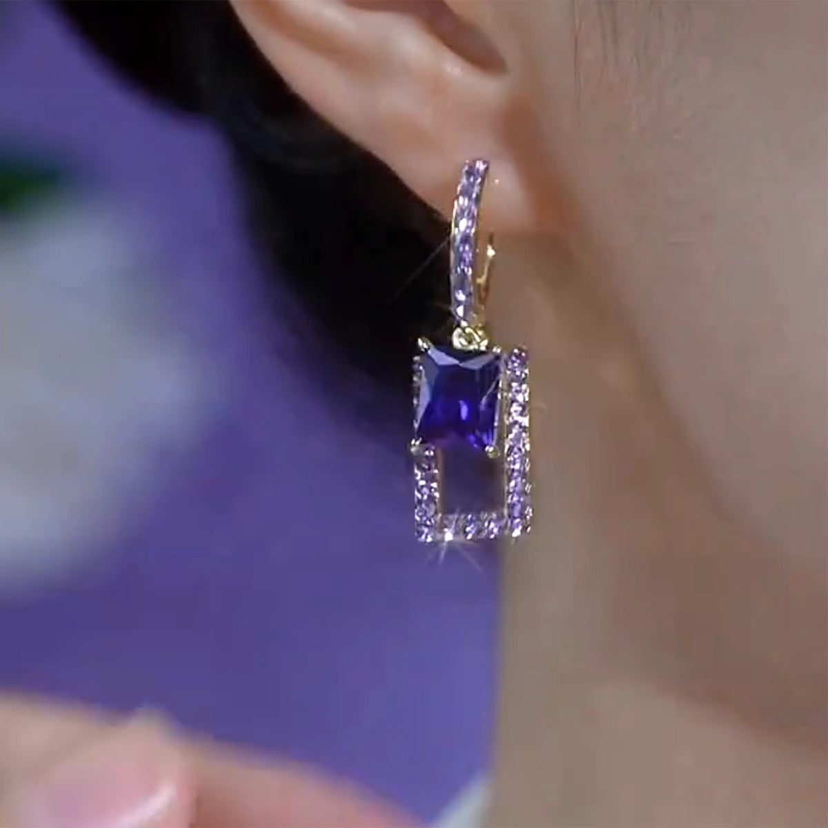 Super Flash Purple Geometric Earrings For Women