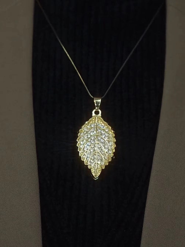 Full Diamond Leaf Necklace Sweater Chain All-match Leaf Accessories Pendant For Women