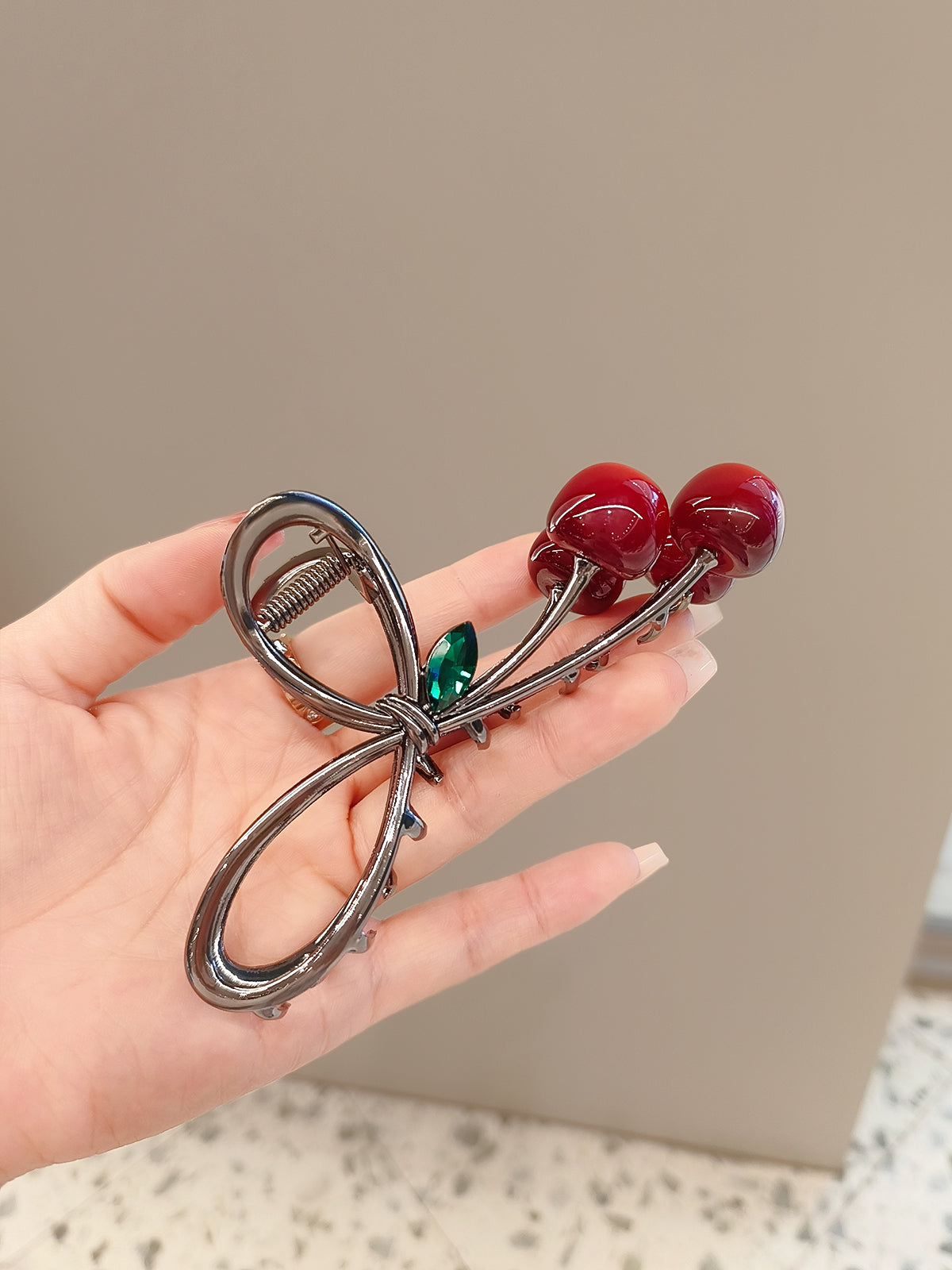 Metal Cherry Hairpin Shark Clip Headwear