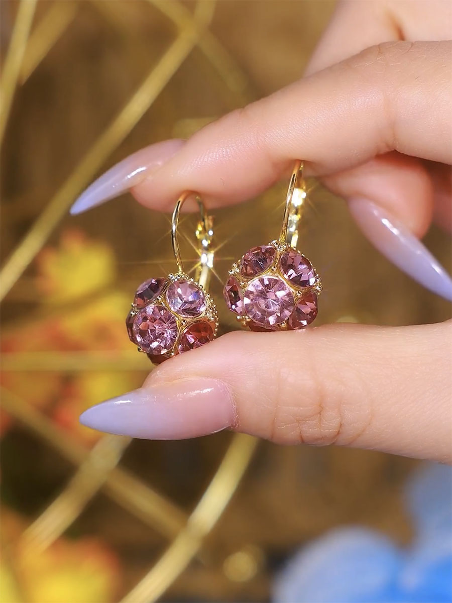 Pendientes de circonita morada de lujo con luz superbrillante, diseño femenino, accesorios de moda