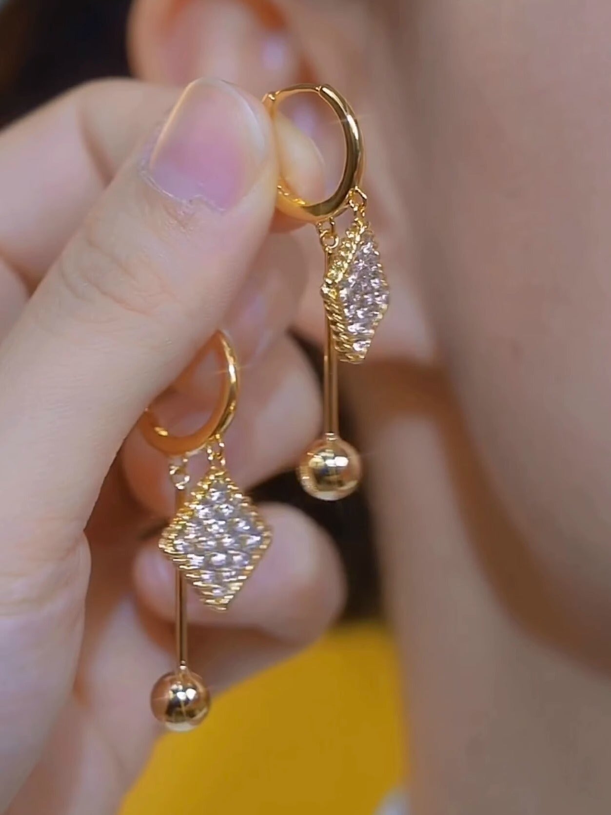 Square Zircon Tassel Earrings Women'S Accessories