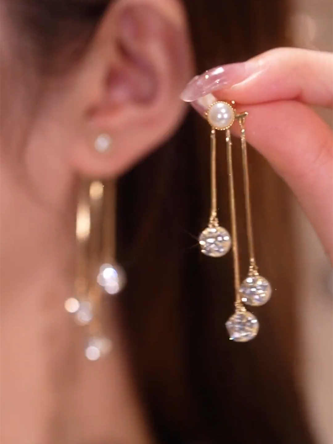Designer-Style Long Pearl Tassel Earrings for Women