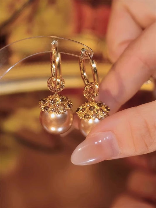 Champagne Elegant Pearl Earrings for Women