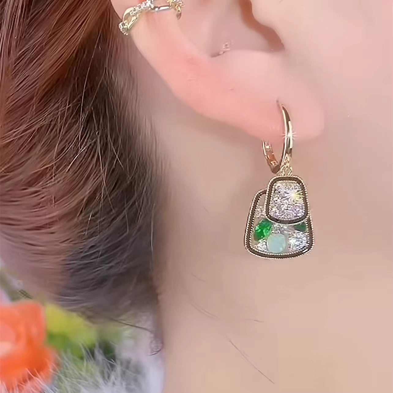Geometric Rhombus Crystal Earrings For Women