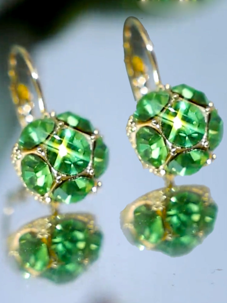 Pendientes elegantes de cristal verde Accesorios para mujer