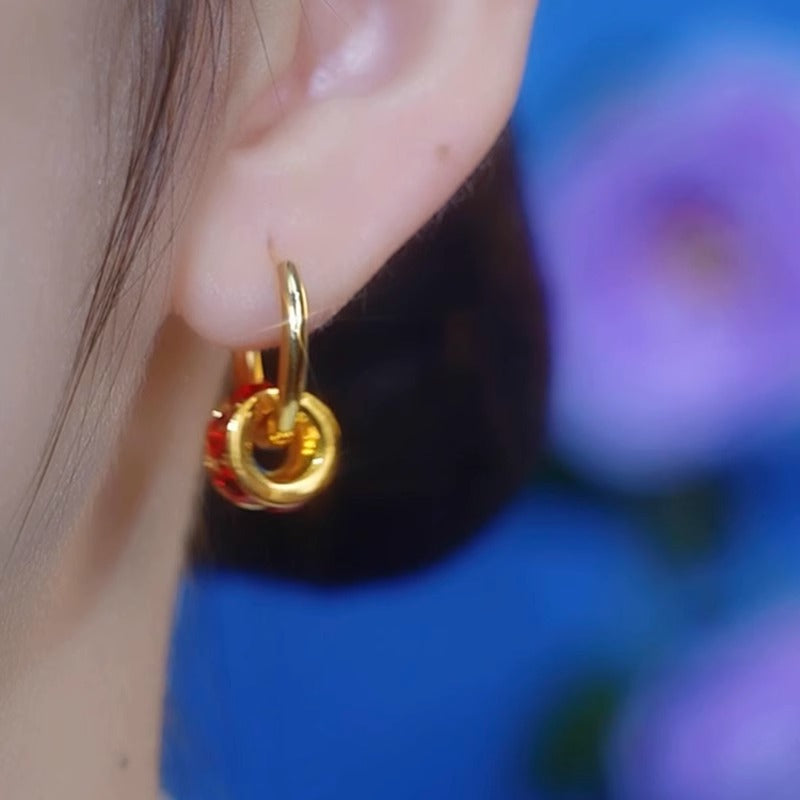 Micro-Painted Red Small Waist Earrings For Women
