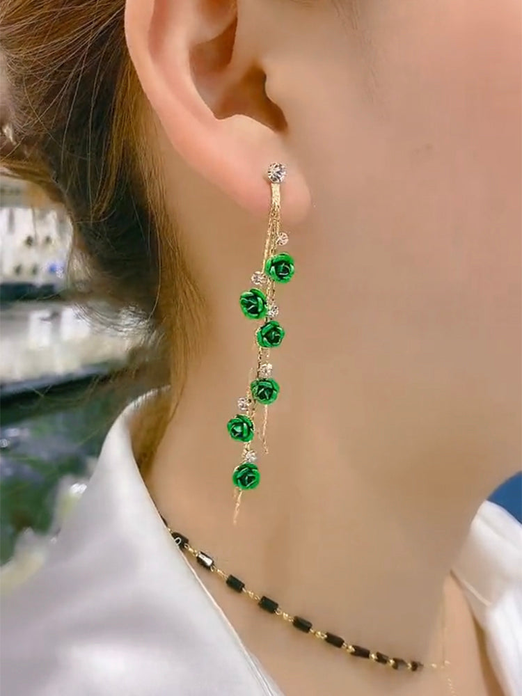 Pendientes largos con borlas rosas Accesorios para mujer