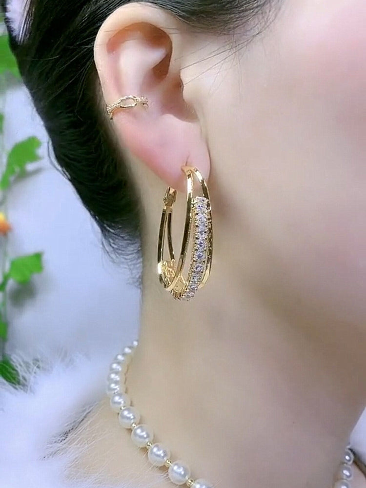 Zircon Hoop Earrings, Feminine And Versatile Earrings