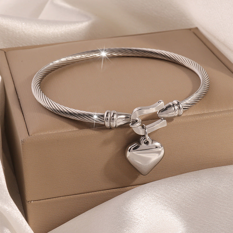 Nueva pulsera de moda con forma de herradura y gancho de acero de titanio, accesorios de amor para mujer