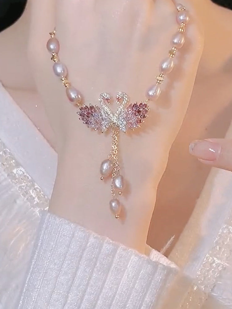 Swan Love Necklace Pearl Necklace Accessories Pendant