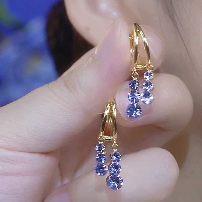 Simple Purple Rhinestone Tassel Earrings Female Designer Accessories