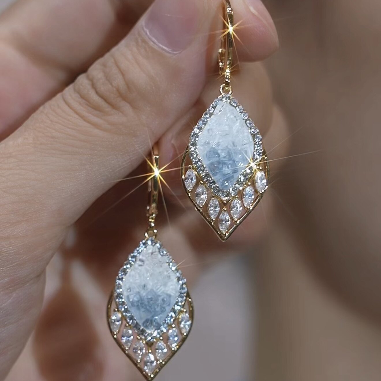 Elegant Gradient Rhinestone Drop Earrings