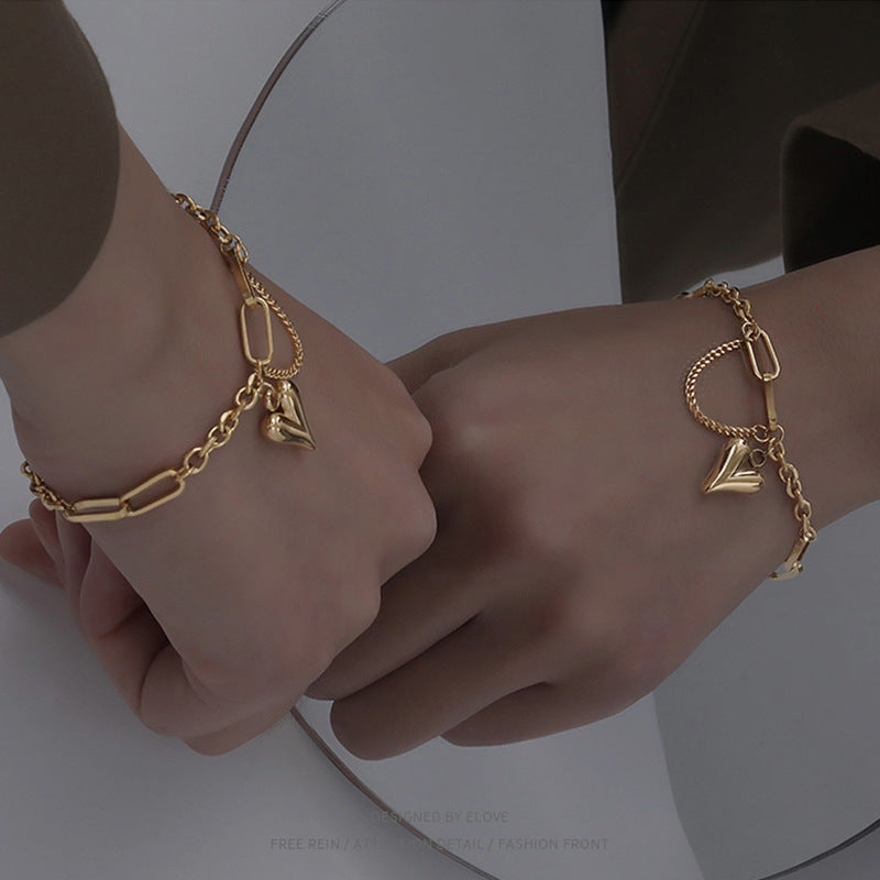 Pulsera de mujer con forma de corazón, elegante y sencilla