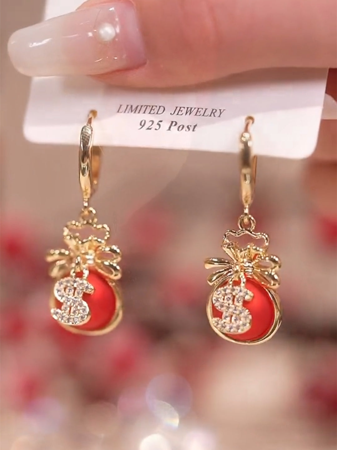 New Year Red Lucky Good Luck Earrings