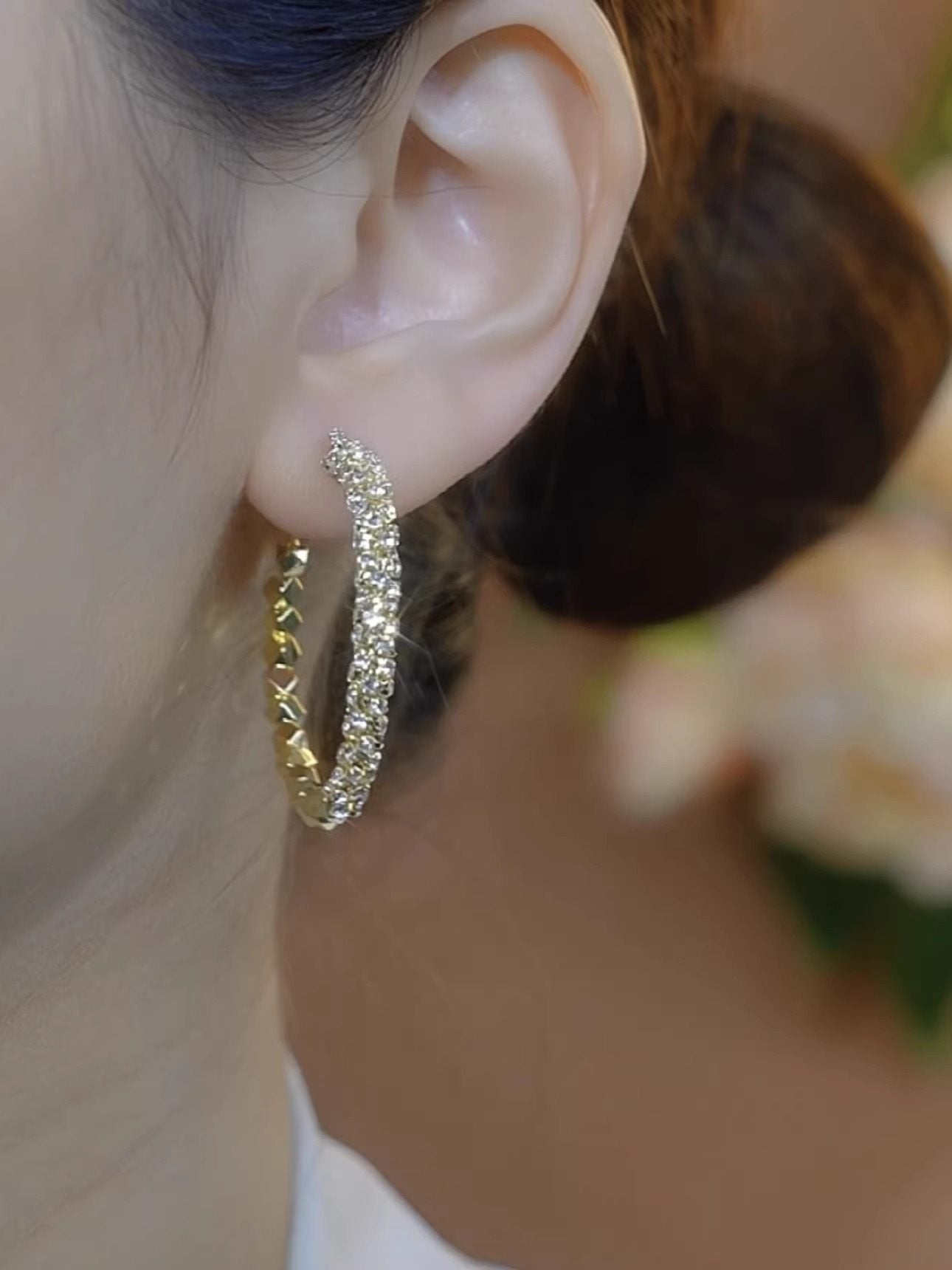 Diamond-encrusted Sterling Silver Hoop Earrings With a Stylish Design for Women