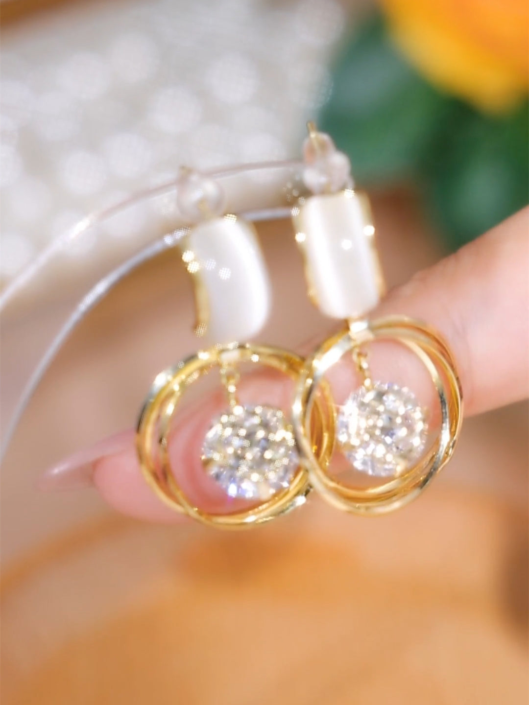 Pendientes de aro con piedra de ojo de gato Accesorios para mujer